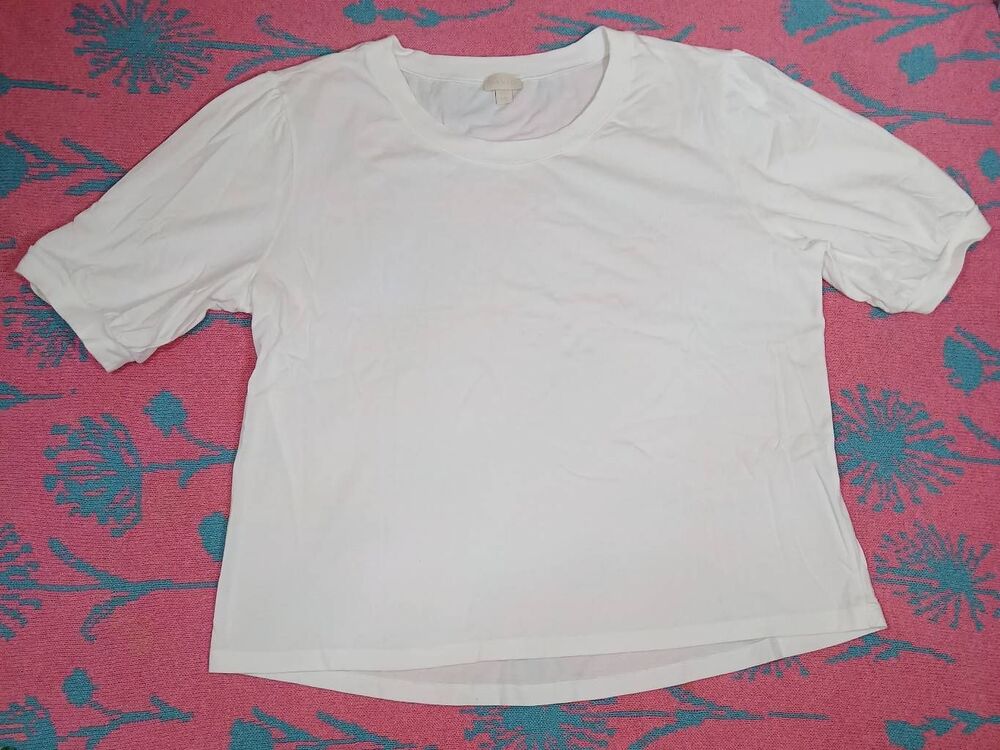 Hanro womens large puffer sleeve white cotton top quiet luxury minimalist